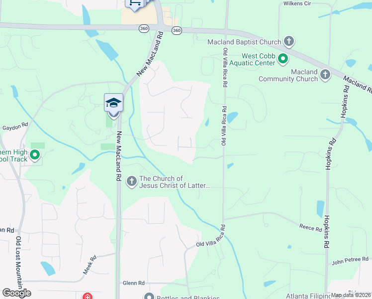 map of restaurants, bars, coffee shops, grocery stores, and more near 3977 Hemingway Drive in Powder Springs