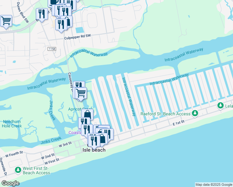 map of restaurants, bars, coffee shops, grocery stores, and more near 68 Fairmont Street in Ocean Isle Beach