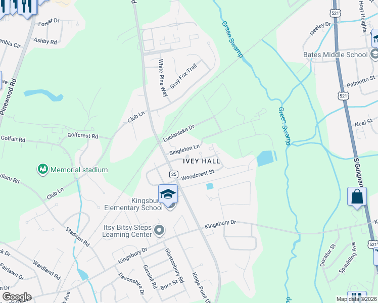 map of restaurants, bars, coffee shops, grocery stores, and more near 10 Bristol Circle in Sumter