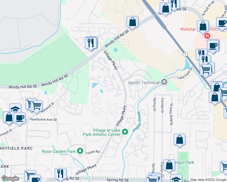 map of restaurants, bars, coffee shops, grocery stores, and more near 53 Doranne Court in Smyrna