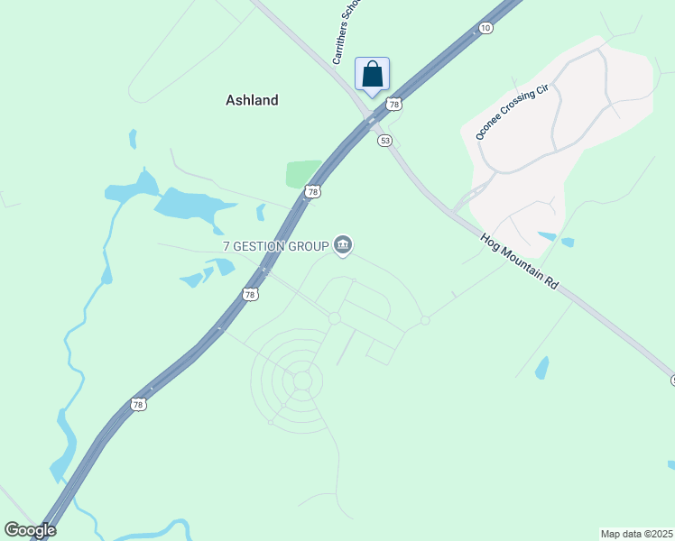 map of restaurants, bars, coffee shops, grocery stores, and more near 1555 Stolz Drive in Bogart