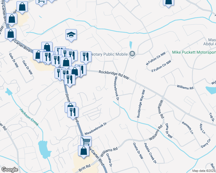 map of restaurants, bars, coffee shops, grocery stores, and more near 1054 Redwood Drive in Norcross