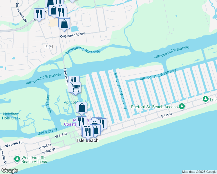 map of restaurants, bars, coffee shops, grocery stores, and more near 68 Fairmont Street in Ocean Isle Beach