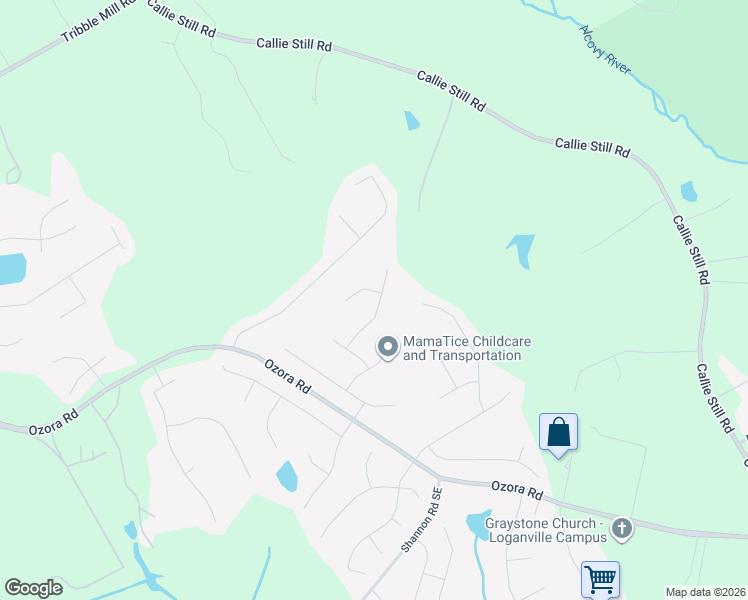 map of restaurants, bars, coffee shops, grocery stores, and more near 3195 Victoria Ridge Court Southeast in Loganville