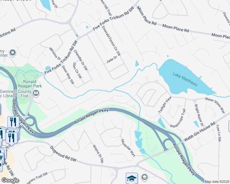 map of restaurants, bars, coffee shops, grocery stores, and more near 988 Sun Sparkle Court in Snellville