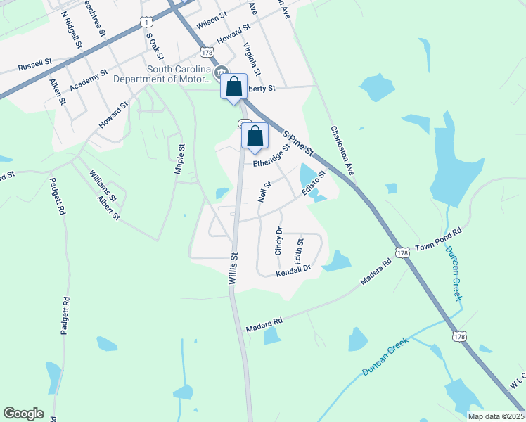 map of restaurants, bars, coffee shops, grocery stores, and more near 553 Edisto Street in Batesburg-Leesville