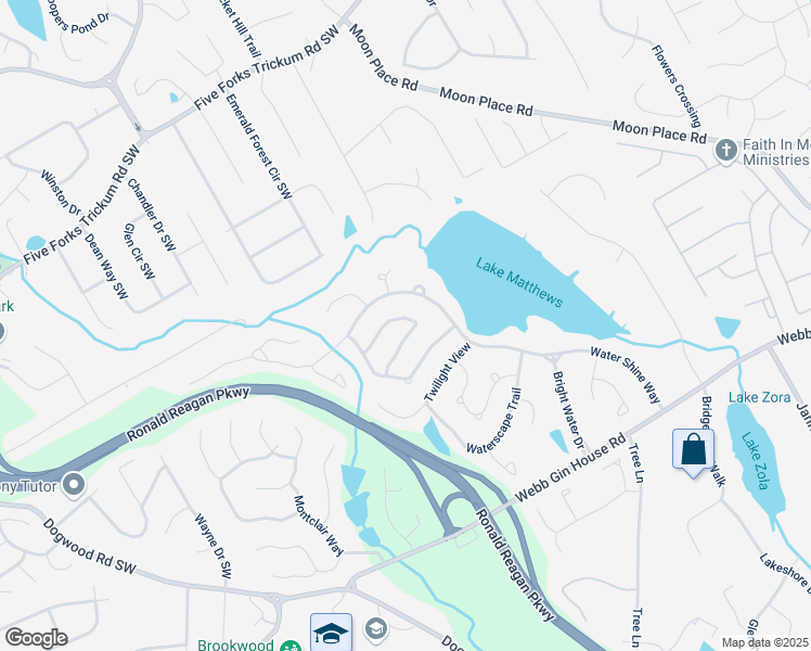map of restaurants, bars, coffee shops, grocery stores, and more near 2414 Mossy Branch Drive in Snellville