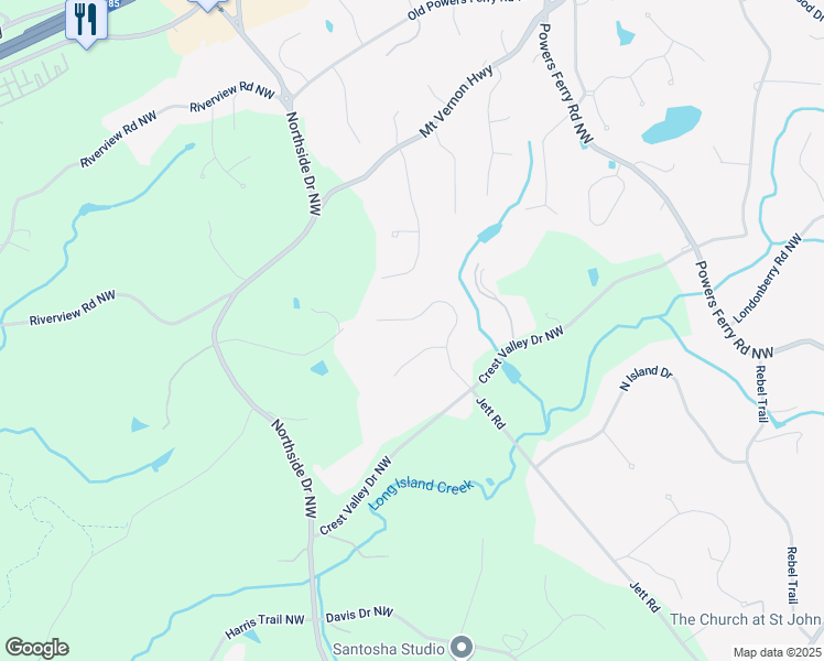 map of restaurants, bars, coffee shops, grocery stores, and more near 5120 Jett Forest Trail Northwest in Sandy Springs