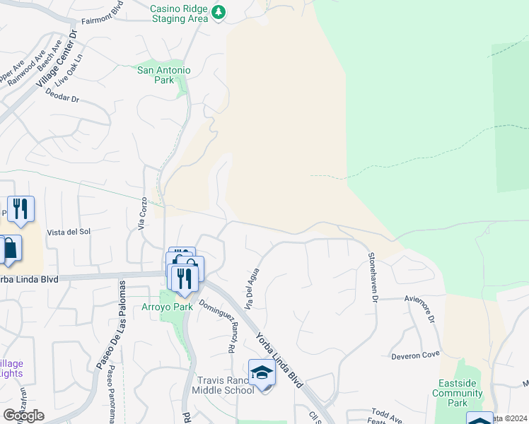 map of restaurants, bars, coffee shops, grocery stores, and more near in Yorba Linda