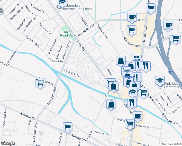 map of restaurants, bars, coffee shops, grocery stores, and more near 841 Hotspring Drive in Corona