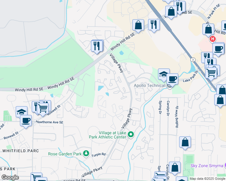 map of restaurants, bars, coffee shops, grocery stores, and more near 54 Doranne Court in Smyrna