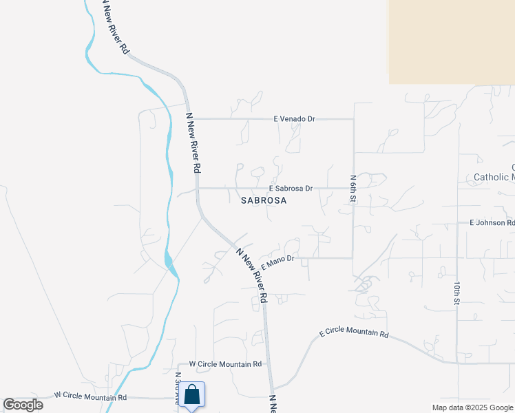 map of restaurants, bars, coffee shops, grocery stores, and more near 15 East Sabrosa Drive in New River