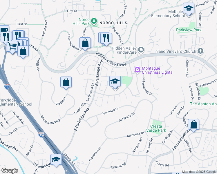 map of restaurants, bars, coffee shops, grocery stores, and more near 839 Allen Drive in Corona