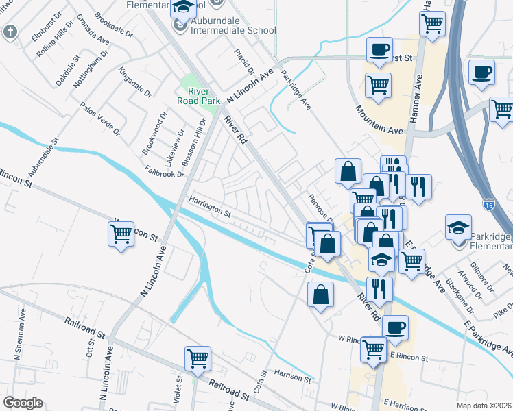map of restaurants, bars, coffee shops, grocery stores, and more near 844 Pathfinder Way in Corona