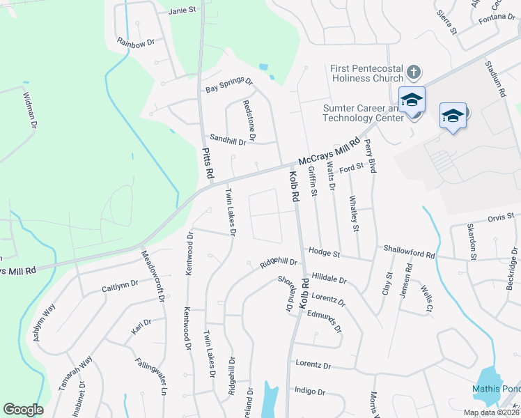 map of restaurants, bars, coffee shops, grocery stores, and more near 2761 Burning Tree Road in Sumter