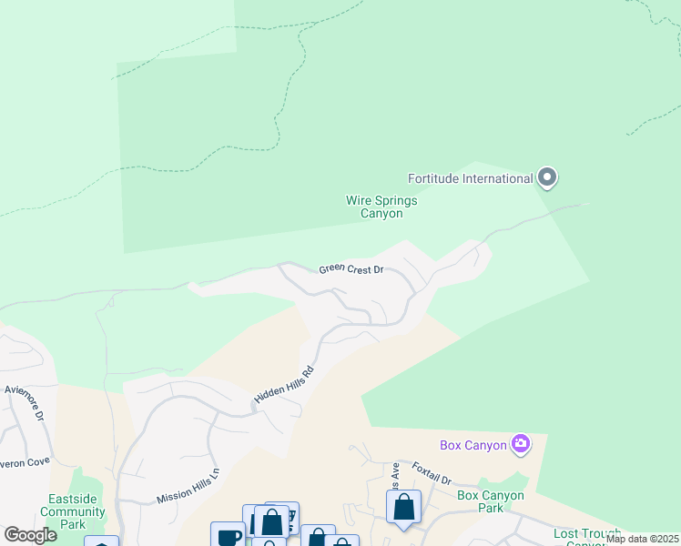 map of restaurants, bars, coffee shops, grocery stores, and more near 4855 Green Crest Drive in Yorba Linda