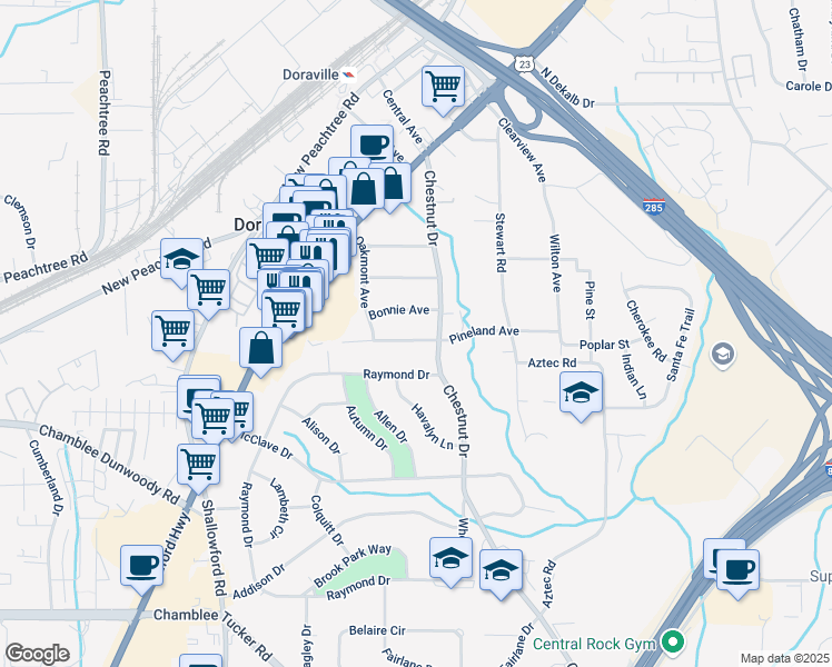 map of restaurants, bars, coffee shops, grocery stores, and more near 2694 Pineland Avenue in Doraville