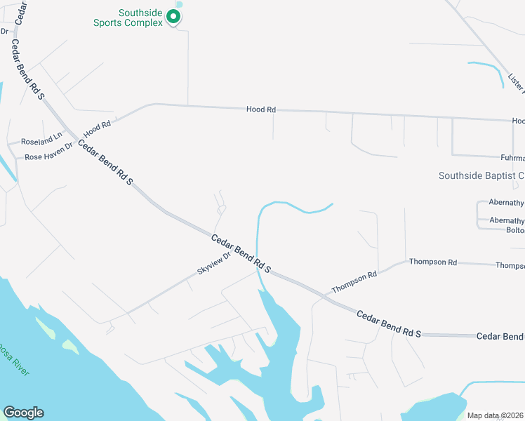 map of restaurants, bars, coffee shops, grocery stores, and more near 1660 Cedar Bend Road South in Southside