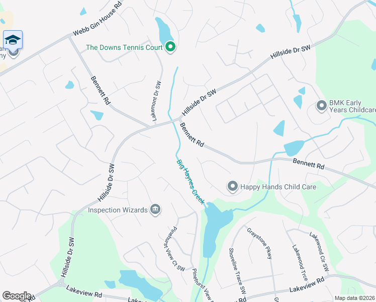 map of restaurants, bars, coffee shops, grocery stores, and more near 1659 Bennett Road in Grayson