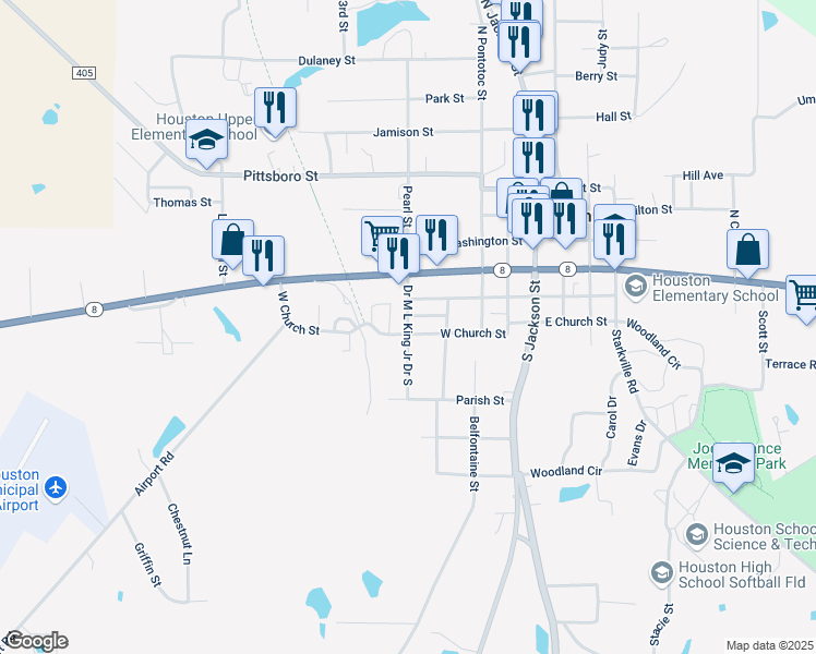 map of restaurants, bars, coffee shops, grocery stores, and more near 382 Dr M L King Jr Dr S in Houston