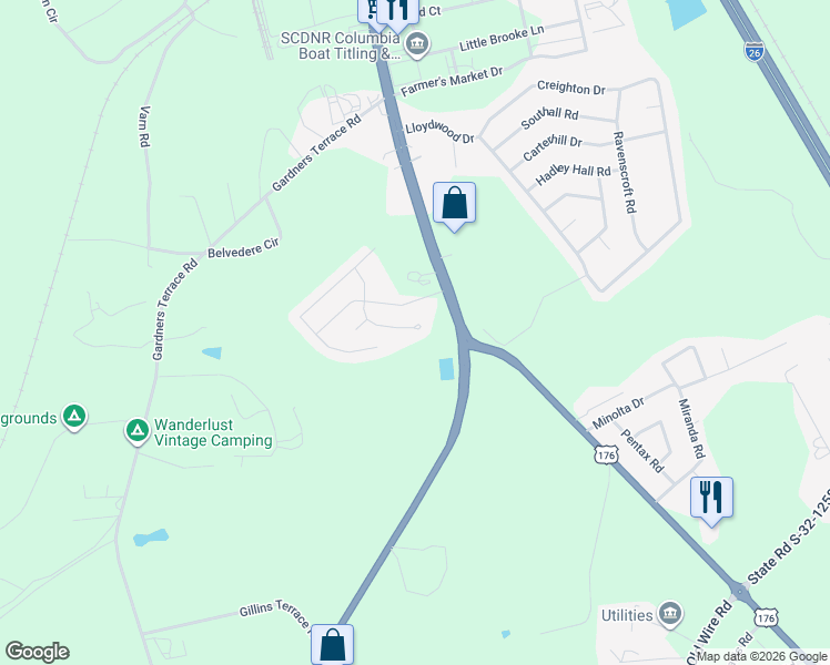 map of restaurants, bars, coffee shops, grocery stores, and more near 147 Drayton Hall Drive in West Columbia