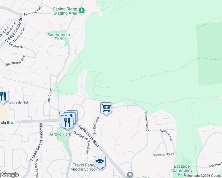map of restaurants, bars, coffee shops, grocery stores, and more near 21486 Mar Vista in Yorba Linda