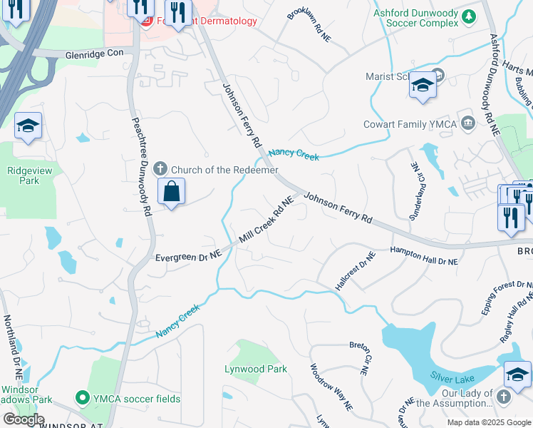 map of restaurants, bars, coffee shops, grocery stores, and more near 1064 Saint James Crossing in Atlanta