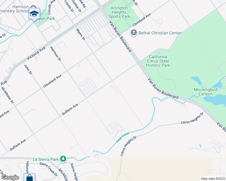 map of restaurants, bars, coffee shops, grocery stores, and more near 9710 Dufferin Avenue in Riverside