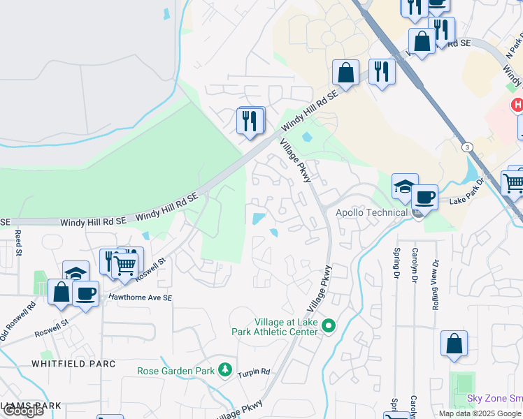 map of restaurants, bars, coffee shops, grocery stores, and more near 27 Lakes Edge Drive in Smyrna