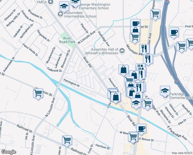 map of restaurants, bars, coffee shops, grocery stores, and more near 675 Ebbcreek Drive in Corona