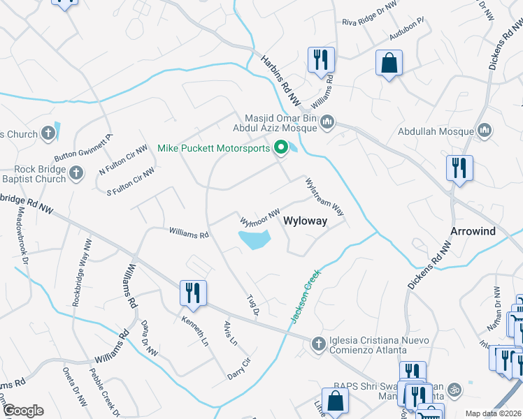 map of restaurants, bars, coffee shops, grocery stores, and more near 851 Lindsey Court in Norcross