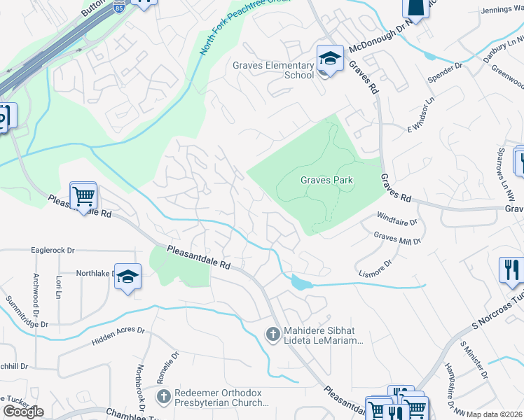 map of restaurants, bars, coffee shops, grocery stores, and more near 4036 Hancock Circle in Atlanta