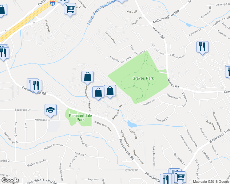 map of restaurants, bars, coffee shops, grocery stores, and more near 4036 Hancock Circle in Atlanta
