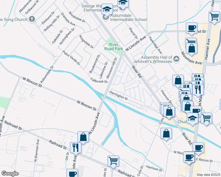 map of restaurants, bars, coffee shops, grocery stores, and more near 818 Limelite Way in Corona