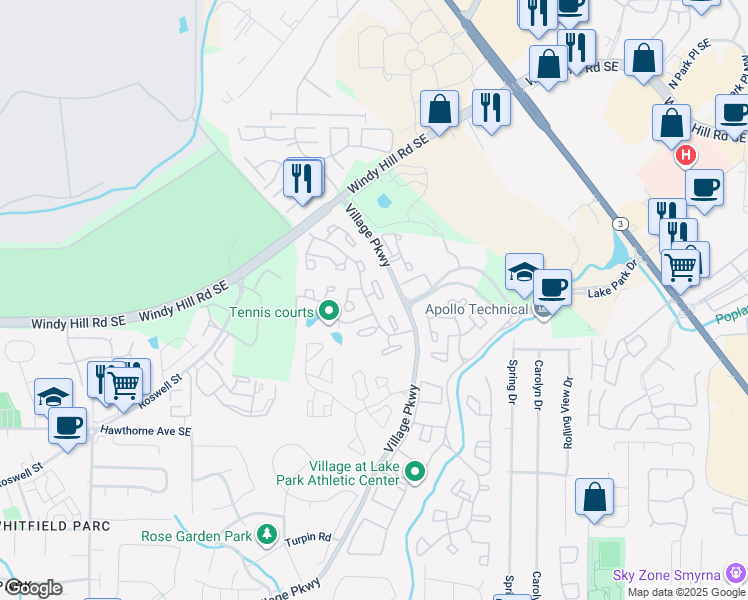 map of restaurants, bars, coffee shops, grocery stores, and more near 48 Arbor End in Smyrna