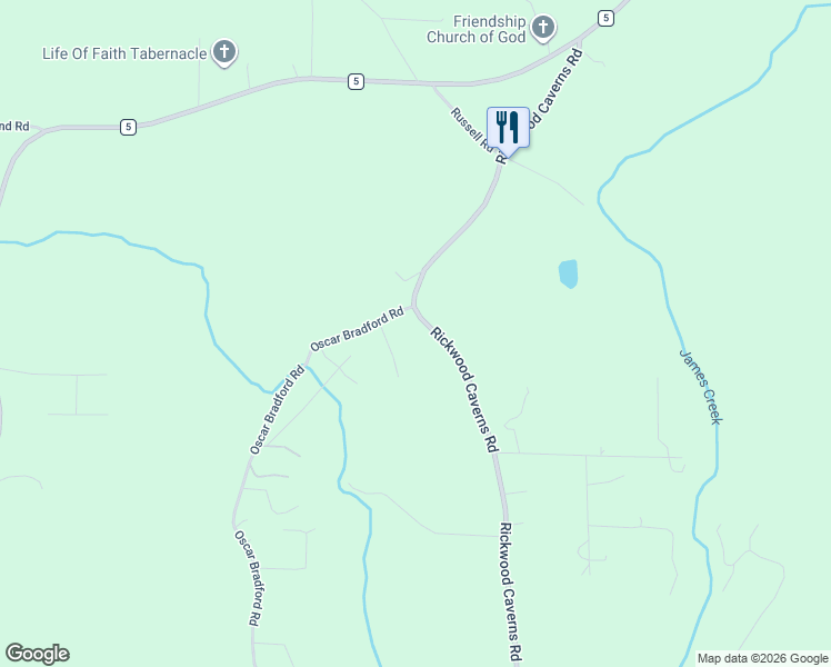 map of restaurants, bars, coffee shops, grocery stores, and more near 3025 Rickwood Caverns Road in Hayden