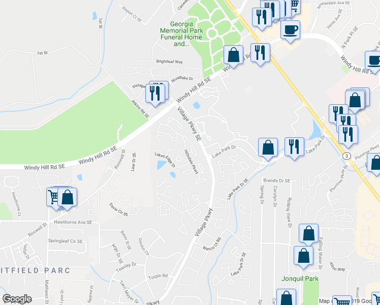 map of restaurants, bars, coffee shops, grocery stores, and more near 61 Arbor End in Smyrna