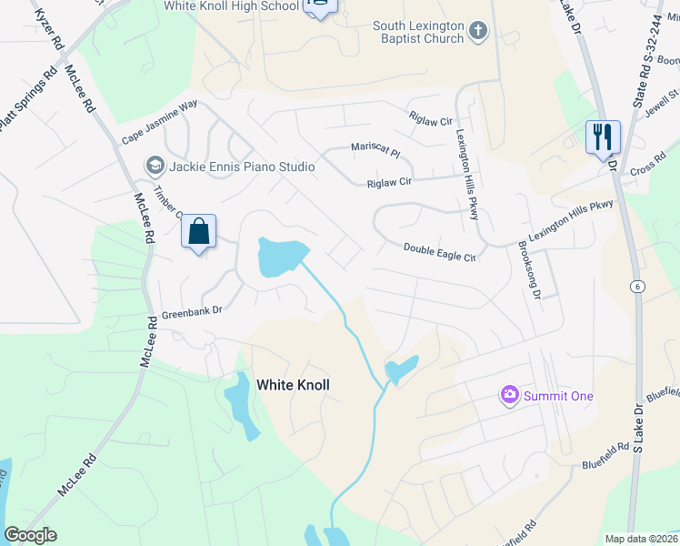 map of restaurants, bars, coffee shops, grocery stores, and more near 327 Cavalier Lane in Lexington