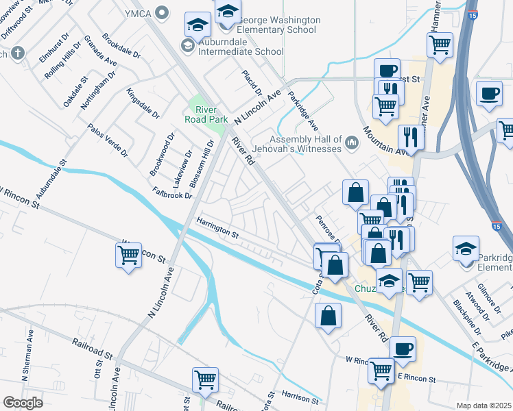 map of restaurants, bars, coffee shops, grocery stores, and more near 893 Pinecone Drive in Corona