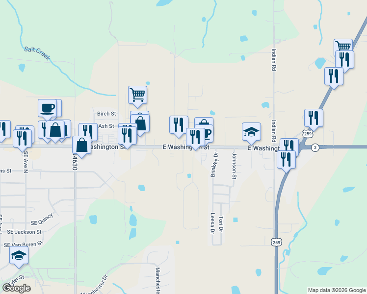 map of restaurants, bars, coffee shops, grocery stores, and more near 1926 Southeast Washington Street in Idabel