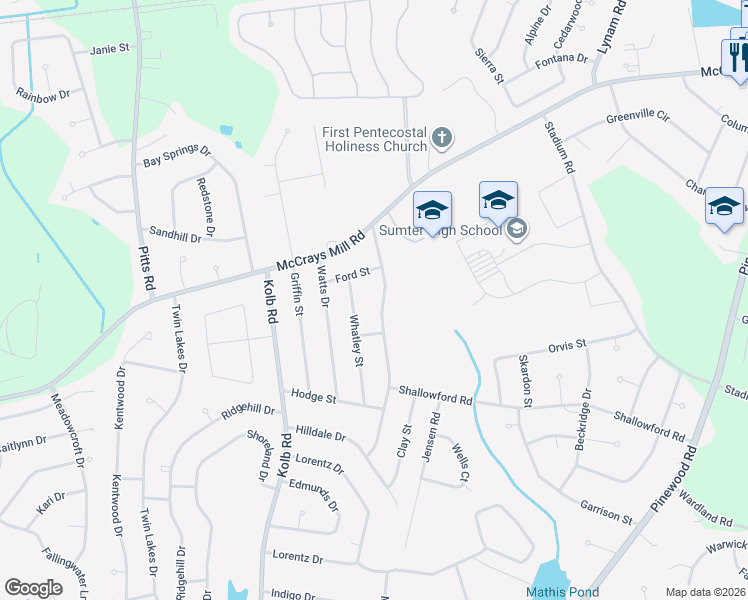 map of restaurants, bars, coffee shops, grocery stores, and more near 862 Perry Boulevard in Sumter