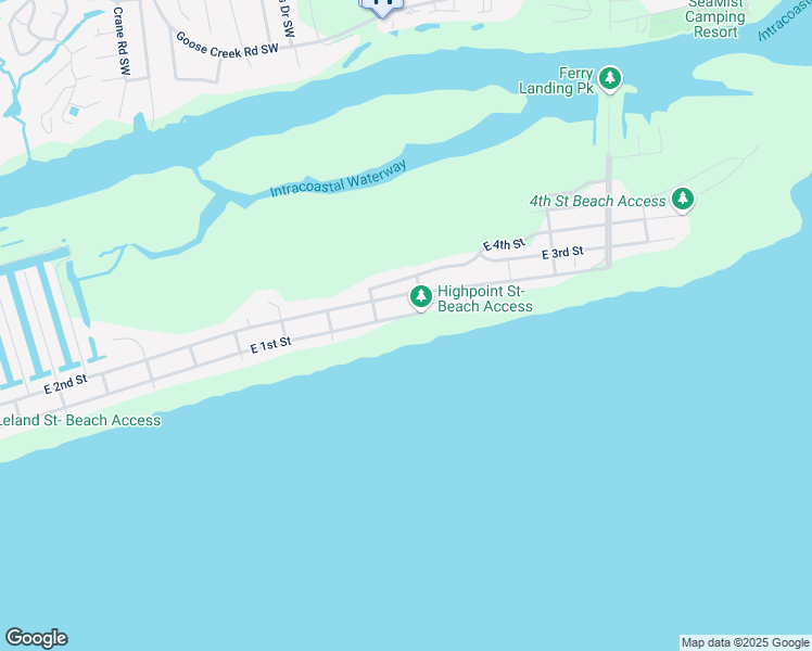 map of restaurants, bars, coffee shops, grocery stores, and more near 414 East 1st Street in Ocean Isle Beach