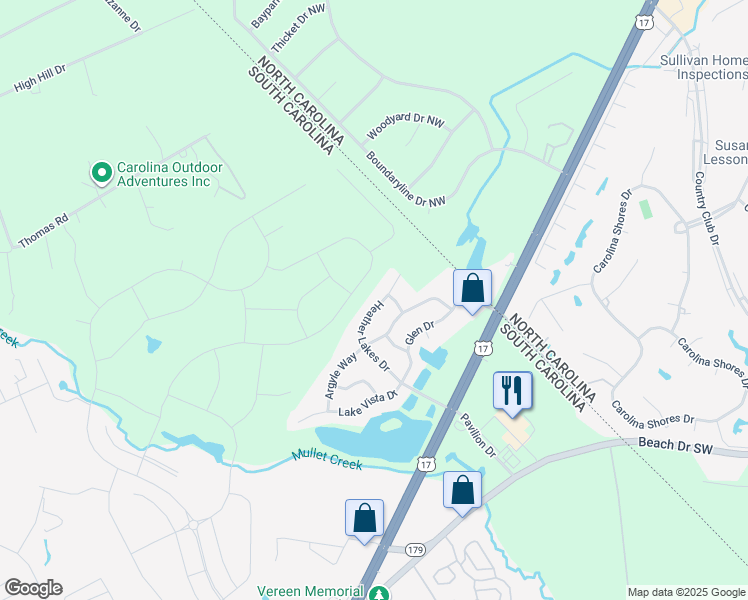 map of restaurants, bars, coffee shops, grocery stores, and more near 4139 Heather Lakes Drive in Little River