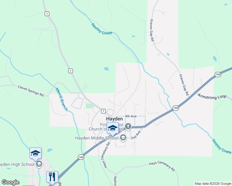 map of restaurants, bars, coffee shops, grocery stores, and more near 586 3rd Street in Hayden