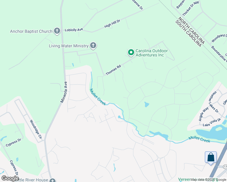 map of restaurants, bars, coffee shops, grocery stores, and more near 130 John T Court in Little River