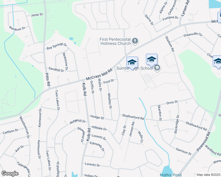 map of restaurants, bars, coffee shops, grocery stores, and more near 859 Whatley Street in Sumter