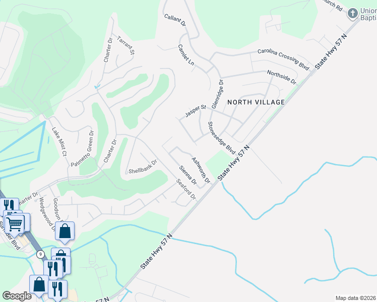 map of restaurants, bars, coffee shops, grocery stores, and more near 128 Ashworth Drive in Little River