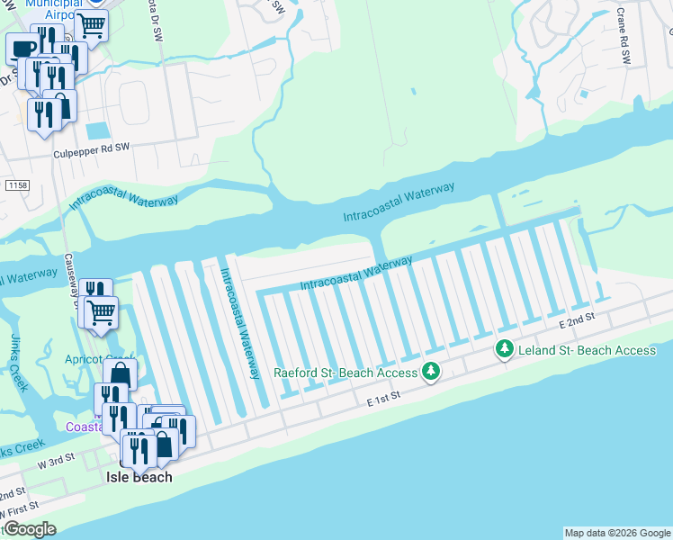 map of restaurants, bars, coffee shops, grocery stores, and more near 48 Craven St in Ocean Isle Beach