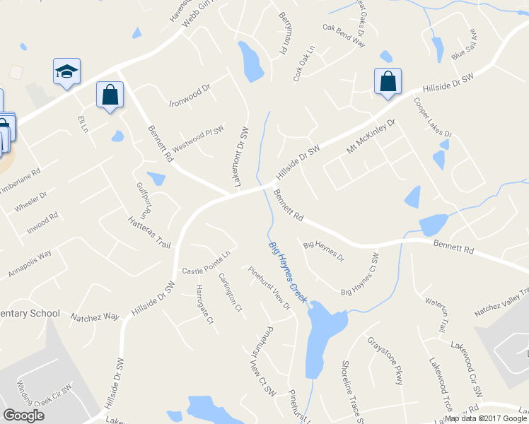 map of restaurants, bars, coffee shops, grocery stores, and more near 1651 Bennett Road in Grayson