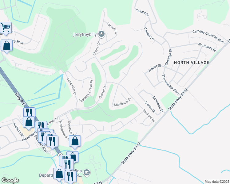 map of restaurants, bars, coffee shops, grocery stores, and more near 110 Goodale Drive in Longs